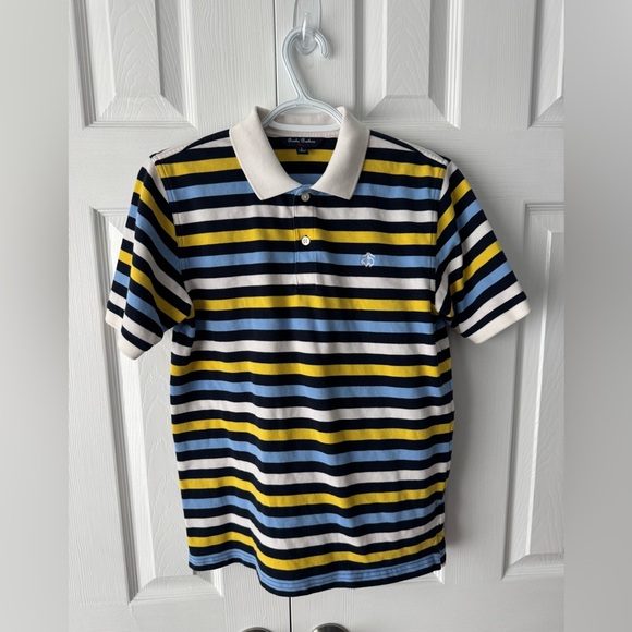 Brooks Brothers Other - Brooks Brothers Blue Yellow & White Striped Cotton Polo Shirt L